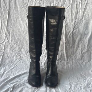 Frye Black Leather Knee-High Riding Boots